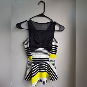 Yellow Black White Bow tank Top